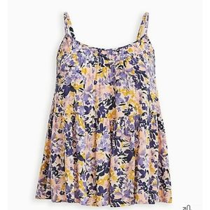 NWT Torrid Tiered Gauze Cami Tank Purple Floral